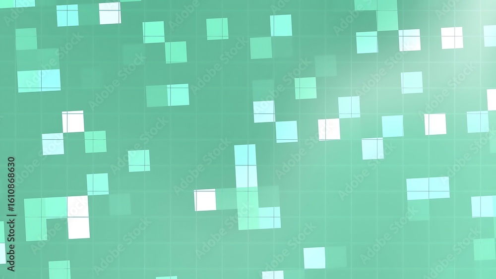 Poster ombre aqua mint blend abstract seafoam green pixelated background with grid pattern and subtle light