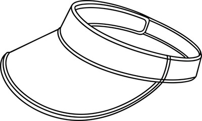 Sporty clear visor cap technical flat sketch illustration, featuring adjustable strap and comfortable fit, ideal for active wear apparel design templates and accessory mockups.