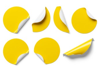 Group of wrinkled yellow circular stickers