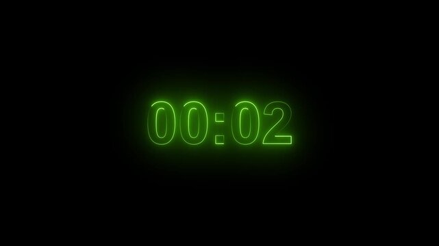 Countdown Animation From 10 to 0. Comet Light Flying in Circle. Colorful Glow Circle on Black Background.