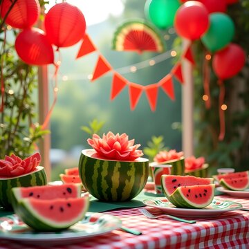 watermelon decoration , watermelon day ,happy watermelon day , watermelon day celebration 