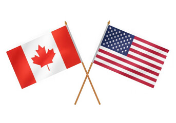 Canada and usa flags crossed friendship isolated on transparent background