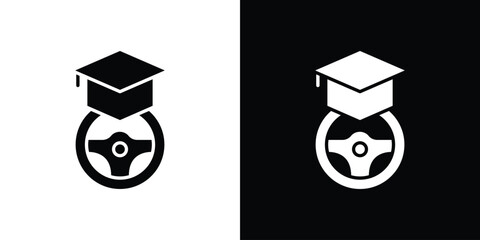 Driving school icon vector illustration glyph style designs for web.