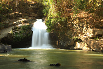Scenery of Mae Wang waterfall is a small waterfall hidden in nature in Mae Wang District Chiang Mai Province, Thailand