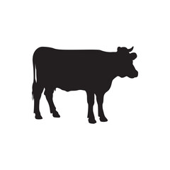 Cow silhouette icon. Alternate cow profile with slender legs.