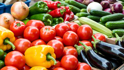 fresh vegetables on market stall