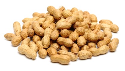Pile of peanuts on white background