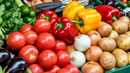fresh vegetables on market stall