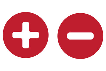 Fototapeta premium Round plus and minus icons set with different thicknesses. Vector.