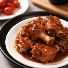A plate of sweet and sour spareribs