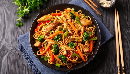 Vertical Shot Of Homemade Chow Mein