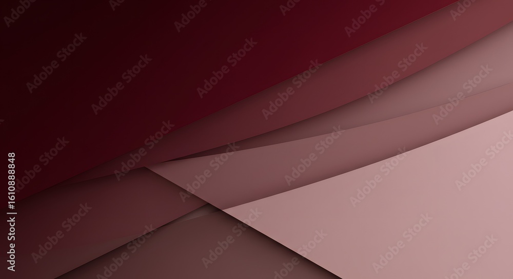 Poster abstract background with layered shapes and gradient colors ranging from deep burgundy to light mauv