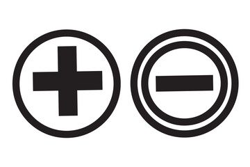 Fototapeta premium Plus and minus icon on black circle. Positive and negative sign symbol