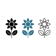 flower, icon, vector, floral, bloom, nature, garden, plant, spring, blossom, petal, silhouette, outline, black, blue, leaf, stem, decorative, botany, botanical, graphic, illustration, natural, eco, en