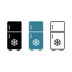 refrigerator, fridge, icon, vector, appliance, freezer, kitchen, cold, cooling, snowflake, electric, household, silhouette, outline, blue, black, food, storage, chill, temperature, modern, doubledoor,