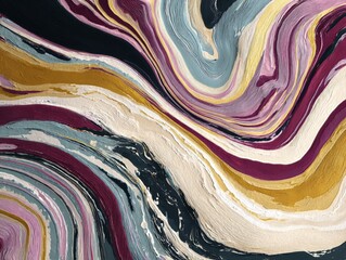 Obraz premium Ai generated image of abstract swirling pattern with gold, purple, blue, and cream colors
