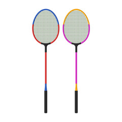 Badminton Racket Sports Equipment Vector. Badminton Racket on White Background. Simple Racket Element.