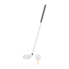 Golf Stick and Ball Outdoor Sport Vector. Golf Sport Elements for Hobby.