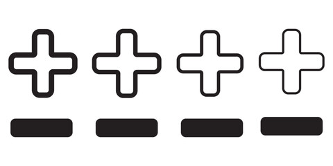 Plus and minus sign set. Vector illustration