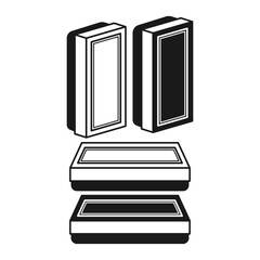 Chalkboard Eraser Flat Black and Outline Style. Chalkboard Eraser for Learning Supplies.