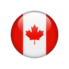 Canada flag icon round shape with maple leaf isolated on transparent background