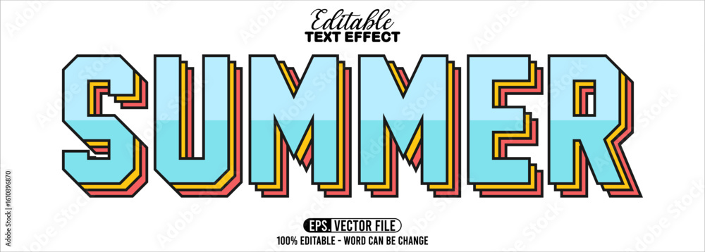 Poster editable text style effect - summer text retro style theme