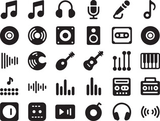 Obraz premium Music icons collection notes headphones