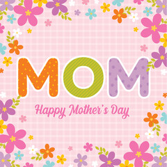 mother's day greeting card with colorful flower design 