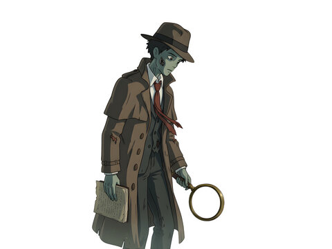 A cute child in a anime-style cartoon Halloween costume, happy for Halloween day. White background.