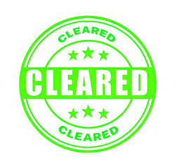 Cleared green rubber stamp with grunge texture and official confirmation approval label isolated on white background