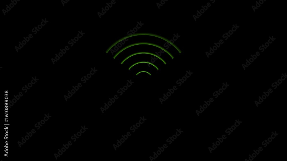Aufkleber circular wave diffusion animation, alpha channel.animation of wifi wave signal, isolated on transpar
