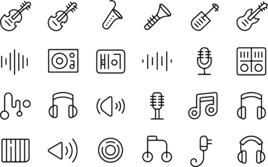 Obraz premium Musical instruments and audio equipment icons violin