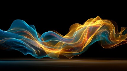 Abstract Glowing Blue and Orange Flowing Light Waves