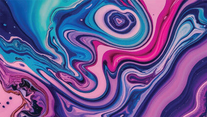 Vibrant abstract fluid art with swirling blue, pink, and purple hues, perfect for modern decor, backgrounds, or creative design projects.
