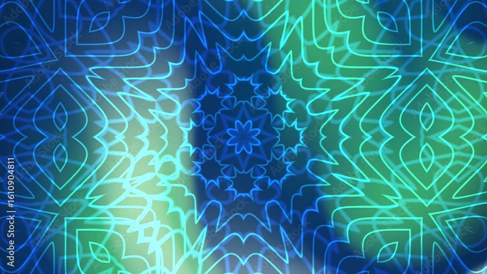Poster prismatic peacock feather abstract kaleidoscope pattern with intricate geometric shapes and vibrant 