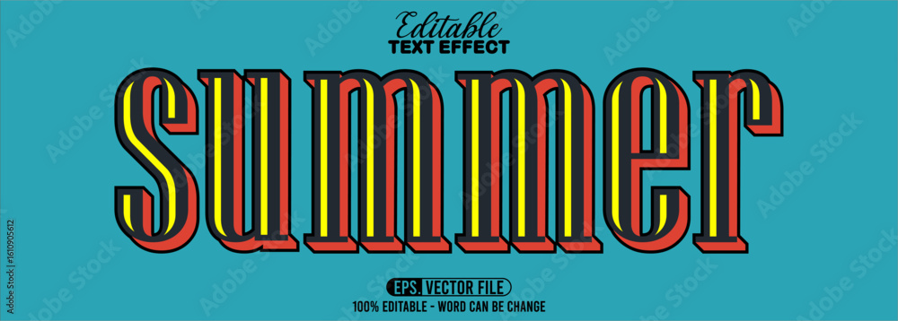 Poster editable text style effect - summer text retro style theme