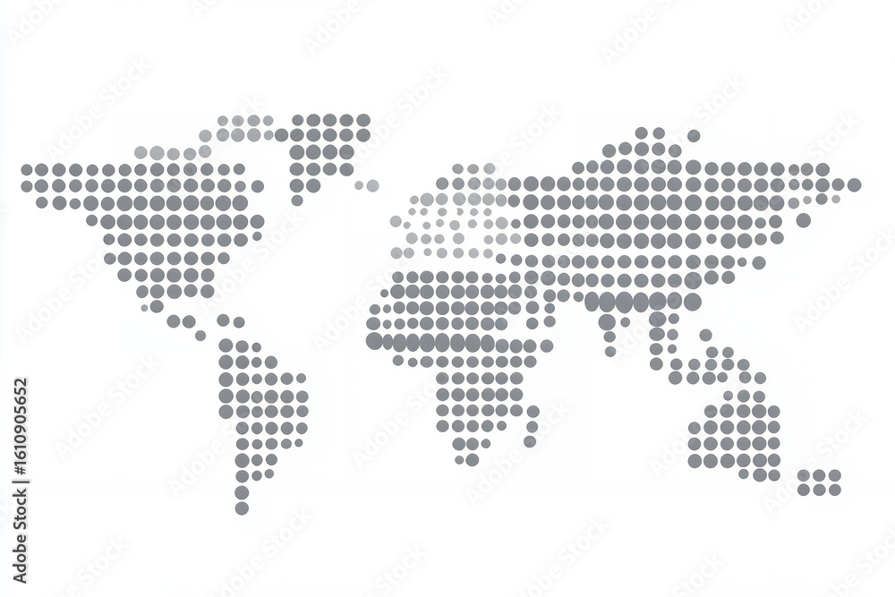 Aufkleber abstract dotted world map representing global connectivity and information flow