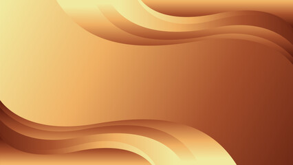 Elegant golden bronze luxury wave background with smooth curves. Abstract wallpaper design for templates, banners, covers, sales, business, events, awards, web pages, and more