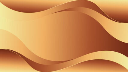 Elegant golden bronze luxury wave background with smooth curves. Abstract wallpaper design for templates, banners, covers, sales, business, events, awards, web pages, and more
