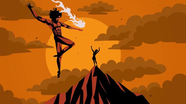prometheus titan giving fire to human