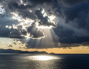 Dramatic clouds over water