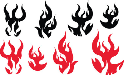 Geometric Flame Set – Abstract Fire Shape Vector Collection