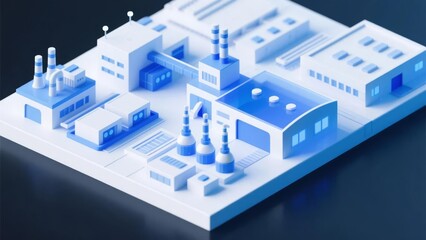 Modern Industrial Complex with Connected Facilities and Storage Tanks