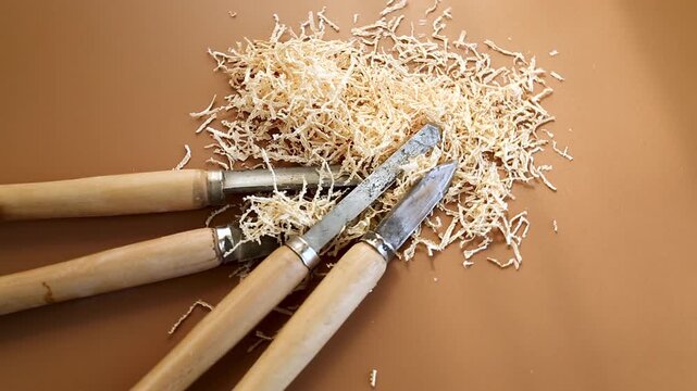 Chisel and wood in process