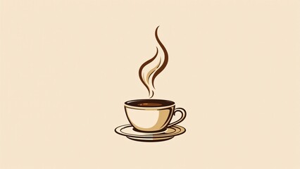 Obraz premium Minimalist Steaming Coffee Cup Illustration