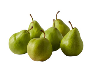 Fresh green pears arranged on black background isolated on a transparent background fruit healthy