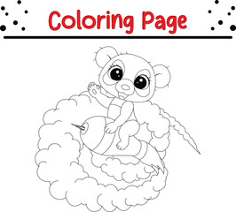 Panda Coloring Page. Jungle animal coloring book for page kids