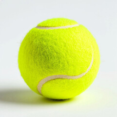 Bright yellow tennis ball on white surface  