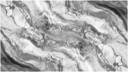 Grunge vector background with dynamic waves and textured surface, Distress background, Abstract music halftone bitmap design for creative layouts