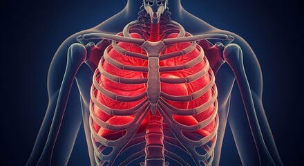 Human Anatomy: Lungs and Rib Cage, 3D Medical Illustration